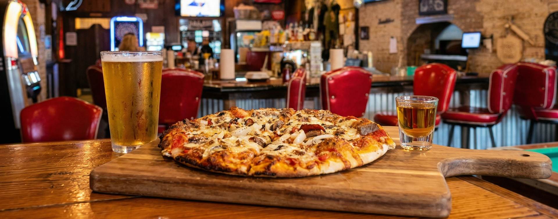 Brick oven pizza at Hart's Saloon